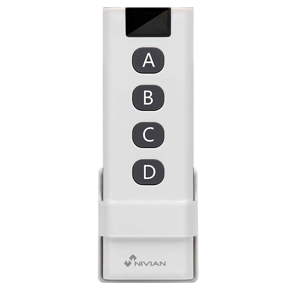 (NVS-BATBUTTON-4P-R) Bouton poussoir sans fil fonctionnant sur pile avec 2 boutons. - RF433 / Fonctionnement à piles - Sans fil / Longue autonomie - Bouton poussoir mécanique - Installation facile - sAppairer vos interrupteurs compatibles