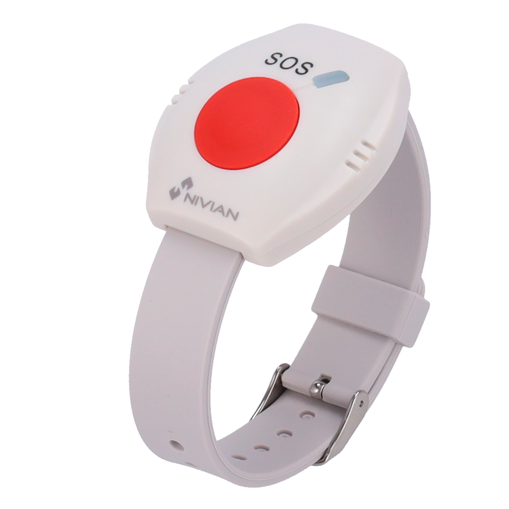 (NVS-BRACELET) Nivian Smart - Bouton d'urgence sur le bracelet - Compatible avec l'application mobile - Indicateur LED - Sans fil 433MHz - Fonctionnement avec les systèmes d'alarme Nivian