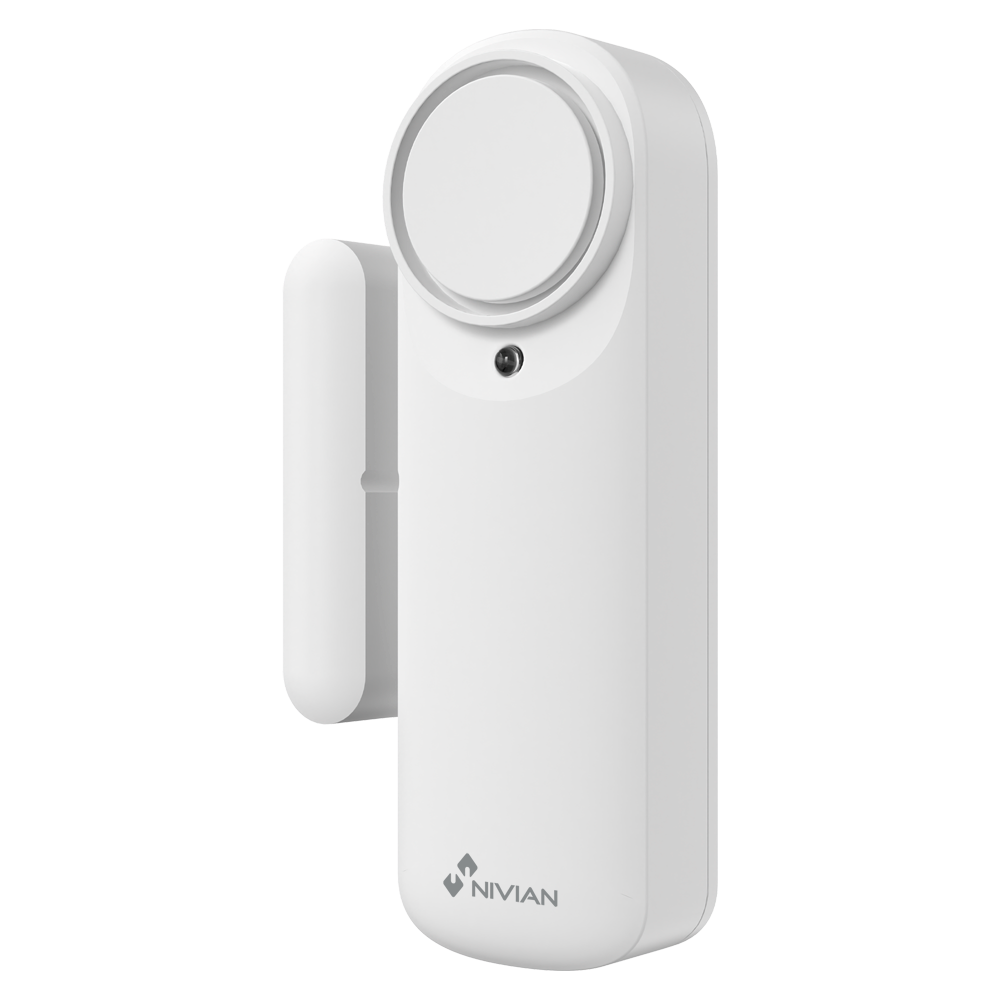 (NVS-DOORALARM-W) Sensor de Alarma para Puertas - WiFi 2.4 GHz / Funcionamiento a pilas - Sin cables / Gran autonomía - Pulsador mecanico - Instalación sin dificultad - Gestiona desde la App