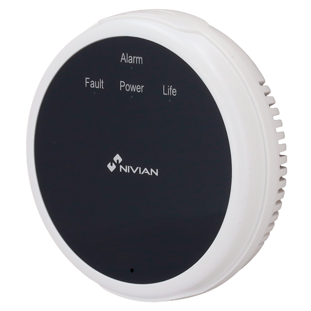 (NVS-GAS) Nivian Smart - Sensor de fugas de gas - Alimentación USB-C - Luz de aviso / Sirena >70dB - Funcionamiento 24h - Compatible kits de alarma Nivian