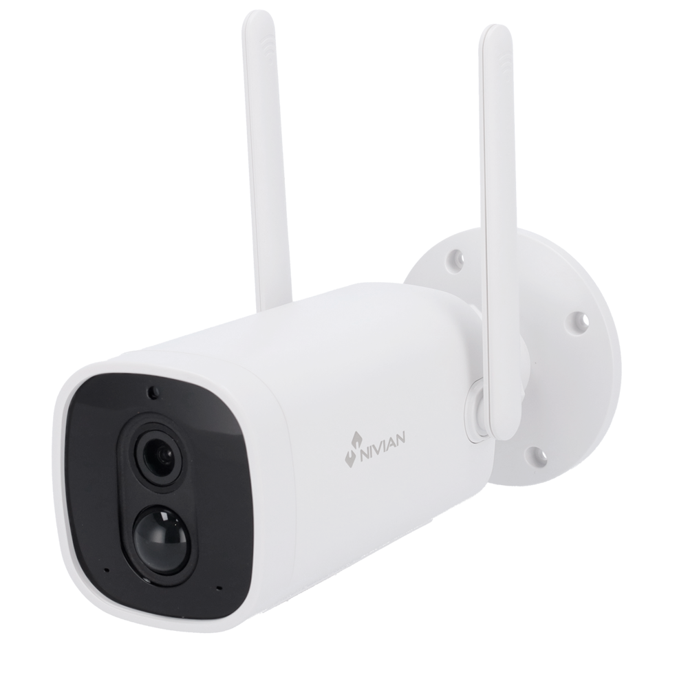 (NVS-IPC-06-BAT) Nivian Smart Caméra 1080p - Wifi  2.4  GHz - Convient pour une utilisation en extérieur | IR jusqu'à 8 m - Batería10400mAh / PIR / Détection de personnes - Enregistrement sur carte microSD ou sur le cloud - Compatible TUYA Smart / Google / Alexa