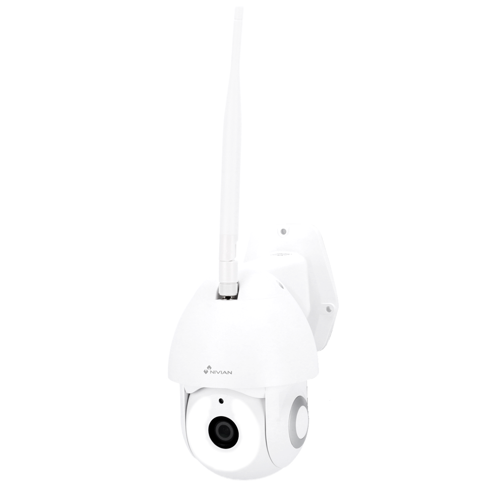 (NVS-IPC-0S2) Nivian Smart Caméra 2.5K - Wifi  2.4  GHz - Convient pour une utilisation en extérieur | IR jusqu'à 10 m - Contrôle Pan Tilt motorisé / Autotracking - Enregistrement sur carte microSD ou sur le cloud - Compatible TUYA Smart / Google / Alexa