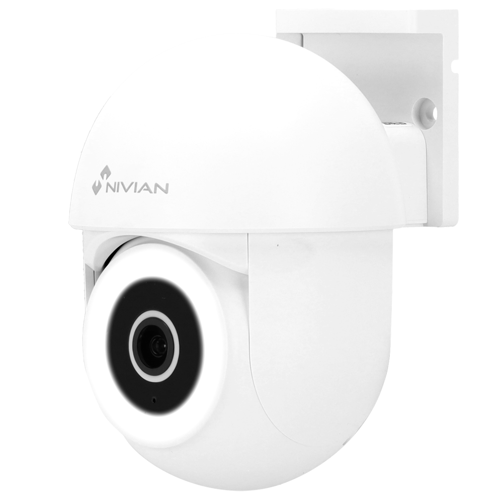 (NVS-IPC-0S4-L-MINI) Nivian Smart Caméra 2K - Wi-Fi 2.4 GHz | Extérieur IP65 - IR jusqu'à 10 m | Spot LED blanc - Contrôle Pan Tilt motorisé / Autotracking - Enregistrement sur carte microSD ou sur le cloud - Compatible TUYA Smart / Google / Alexa