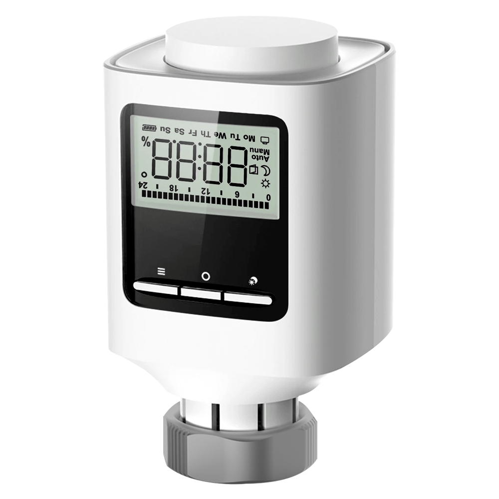 (NVS-RADIATOR-TRV) Vanne intelligente pour radiateur - Liaison via radio avec NVS-THERMOSTAT - Contrôle de la température par pièce - Adaptateurs universels de vanne - Compatible avec TUYA Smart - Compatible avec les assistants Alexa et Google