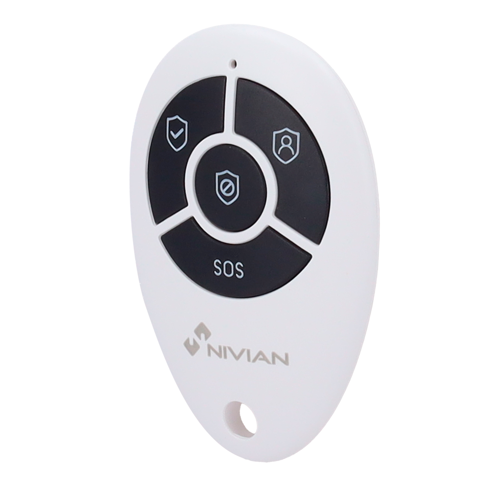 (NVS-REMOTECONTROL) Nivian Smart - Télécommande - Armé, désarmé, armé partiel et panique - Indicateur LED - Sans fil 433MHz - Compatible avec la centrale d'alarme Nivian Smart