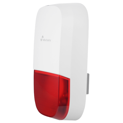 (NVS-S7B) Nivian Smart - Sirène pour extérieur  - Alimentation 12VDC/1A - Flash d'alerte / Sirène 95dB - Sans fil 433MHz - Compatible avec la centrale d'alarme Nivian Smart
