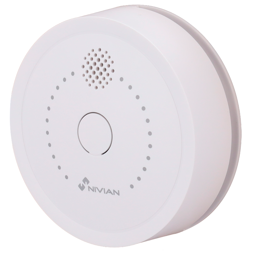 (NVS-SMOKE) Nivian Smart - Detector de humo anti-incendio - Batería de litio 10 años - Luz de aviso / Sirena 85dB - Funcionamiento 24h - Compatible con panel de alarma Nivian Smart