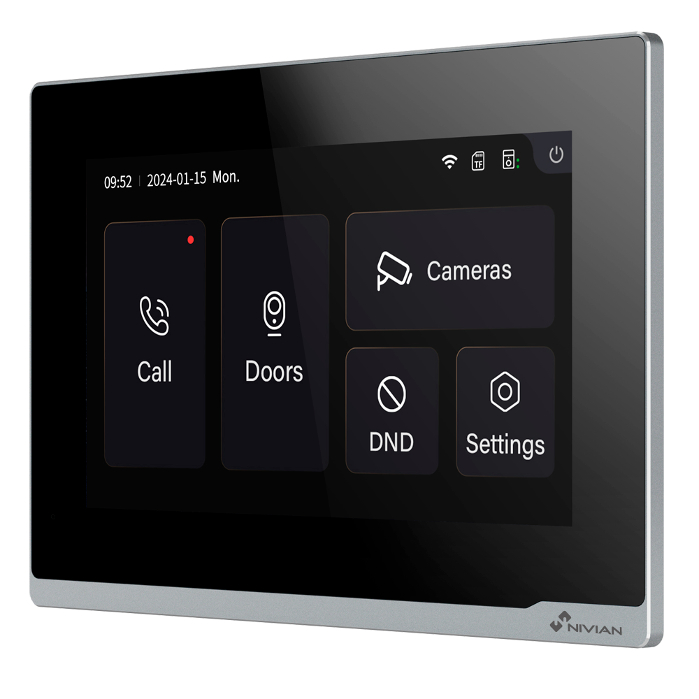 [NVS-VIDEOINTERCOM-2W-MONITOR] (NVS-VIDEOINTERCOM-2W-MONITOR) Monitor Adicional Videoportero Nivian 2 Hilos - Monitor WiFi 2 hilos - Pantalla adicional - Monitor táctil 7" para pared - App  Tuya / Llamada y apertura remota