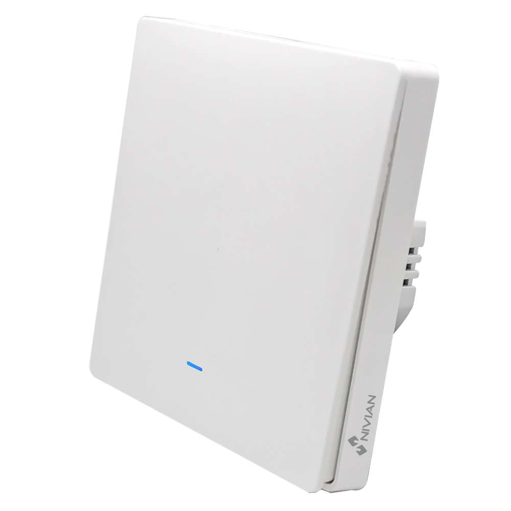(NVS-WALLSWITCH-101EASY-WR) Interrupteur mural intelligent de 1 ligne - WiFi 2.4 GHz IEEE802.11 b/g/n - Charge maximum 10A - Protection contre des surtensions - Compatible avec TUYA Smart - Compatible avec Alexa et Google Assistant