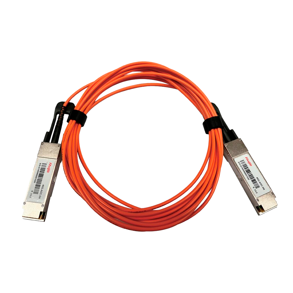 (RG-40G-AOC-5M) Accessoire Ruijie - Câble de connexion directe QSFP+ - Vitesse 40Gbps - Modules QSFP+ aux deux extrémités - Idéal pour empilage de switches - 5 Mètres de longueur