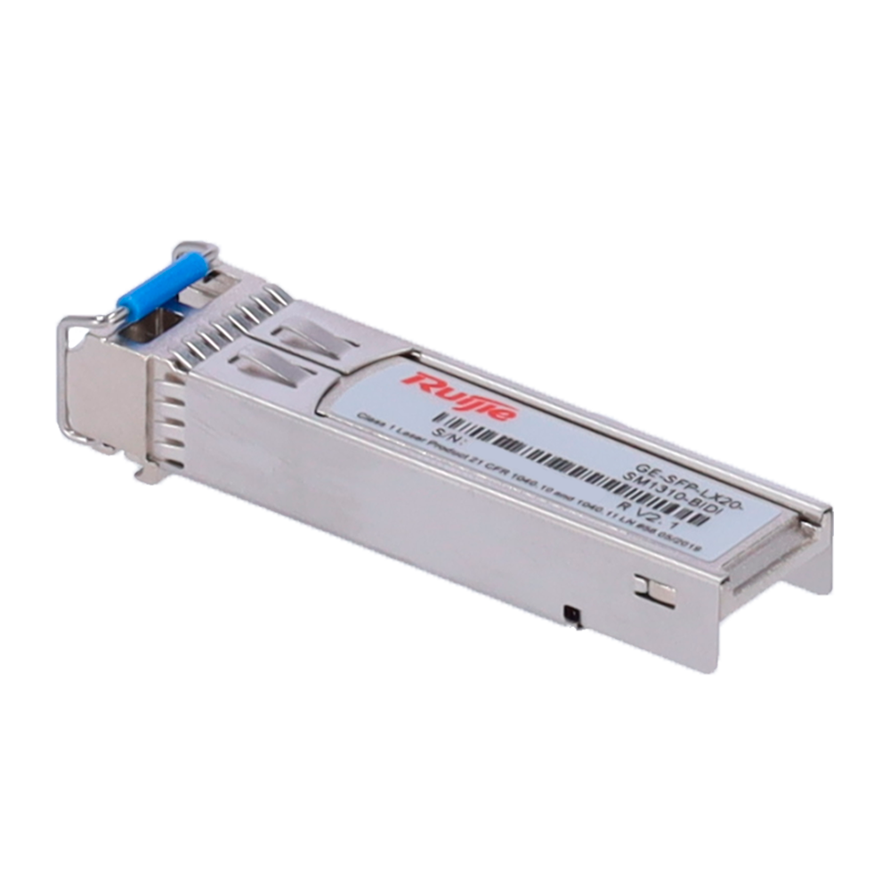 (RG-GE-SFP-LX20-SM1310-BIDI) Module émetteur-récepteur SFP Ruijie - BIDI Transmission 1310nm / Réception 1550nm - Fibre monomode - Connecteur LC - Distance maximale 20 km - 1.25Gb/s - 1000Base-LX