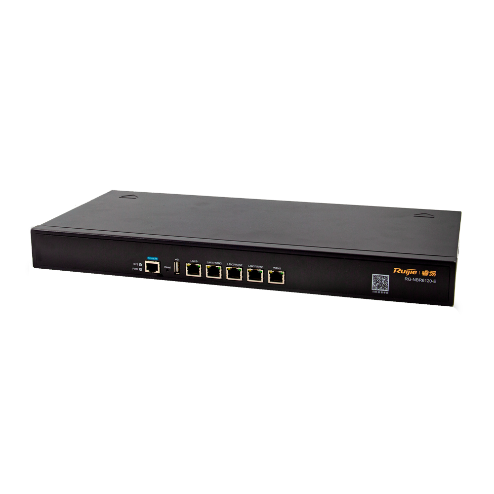 (RG-NBR6120-E) Ruijie Routeur Cloud - 5 Ports Gigabit - Router + Fonctions de pare-feu - Prend en charge jusqu'à 4 WAN pour basculement ou équilibrage - Jusqu'à 600 Mbps de bande passante - Jusqu'à 200 utilisateurs recommandés