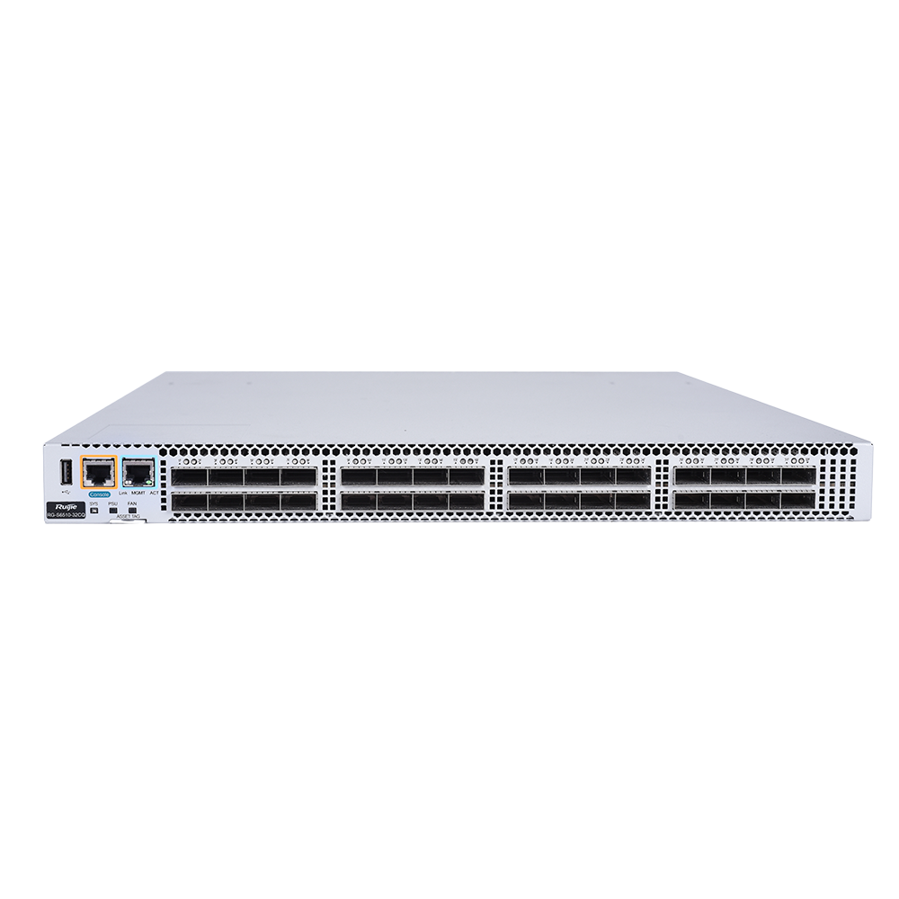 (RG-S6510-32CQ) Ruijie Switch Cloud Gestionable L3 Datacenter - 32x 100G QSFP28 - VLAN/Port Isolation/STP/RSTP/ACL/QoS/RIP/BGP4 - LACP/DHCP Snoop/IGMP Snoop/RIP/OSPFv2/OSPFv3 - Enrackable