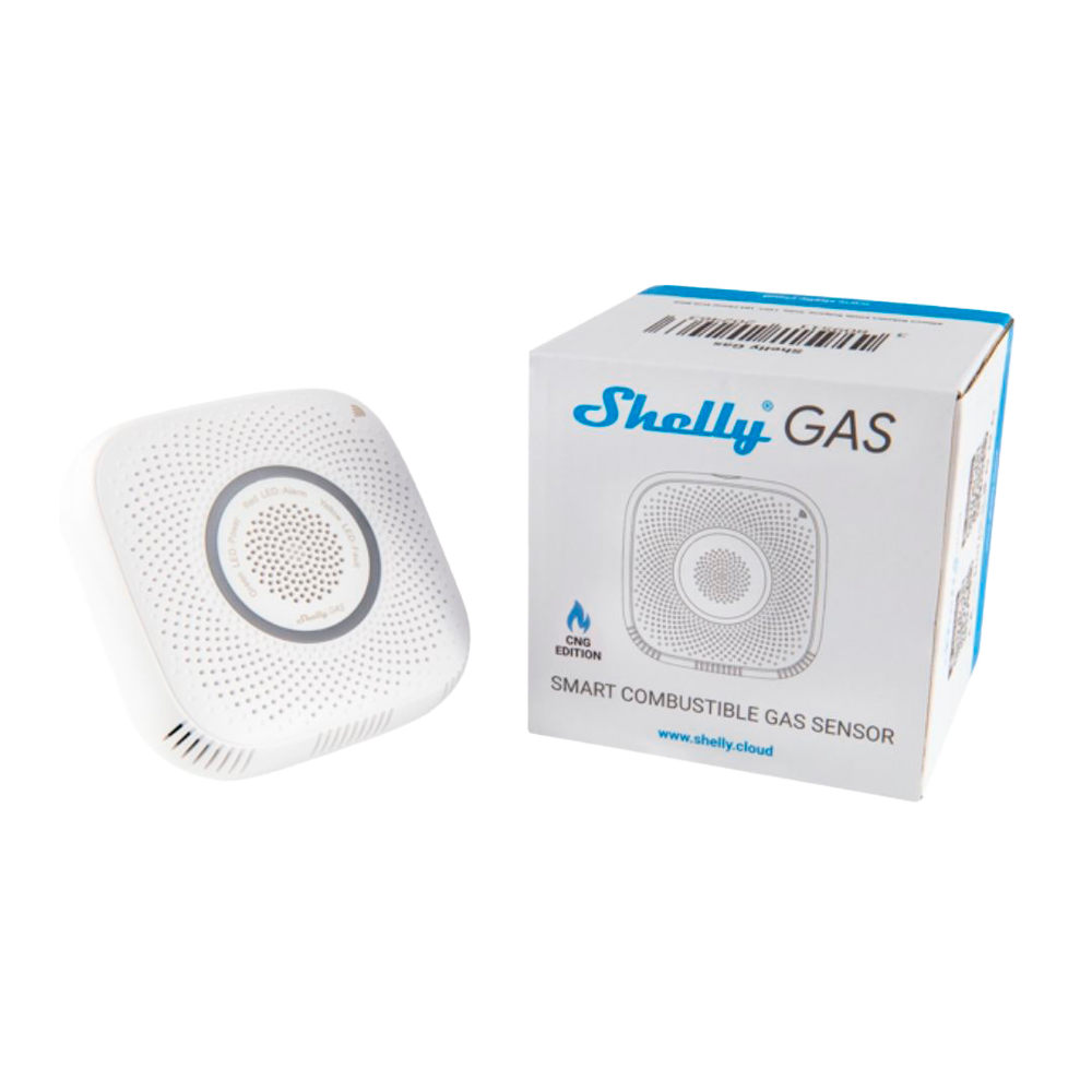 (SH-GAS-CNG) Shelly Gas CNG - WiFi 2.4 GHz IEEE802.11 b/g/n  - Detector de gas natural - Soporta 110-230 V - Altamente sensible - Compatible con Alexa y Google