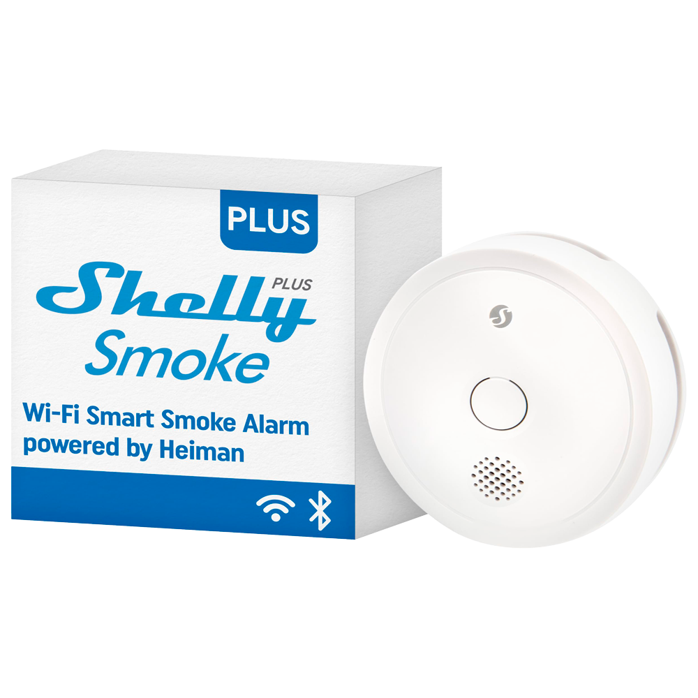 (SH-PLUS-SMOKE-ALARM) Shelly Plus Smoke Alarm - WiFi 2.4 GHz IEEE802.11 b/g/n  - Detector de humo - Batería hasta 3 años - Altamente sensible - Compatible con Alexa y Google