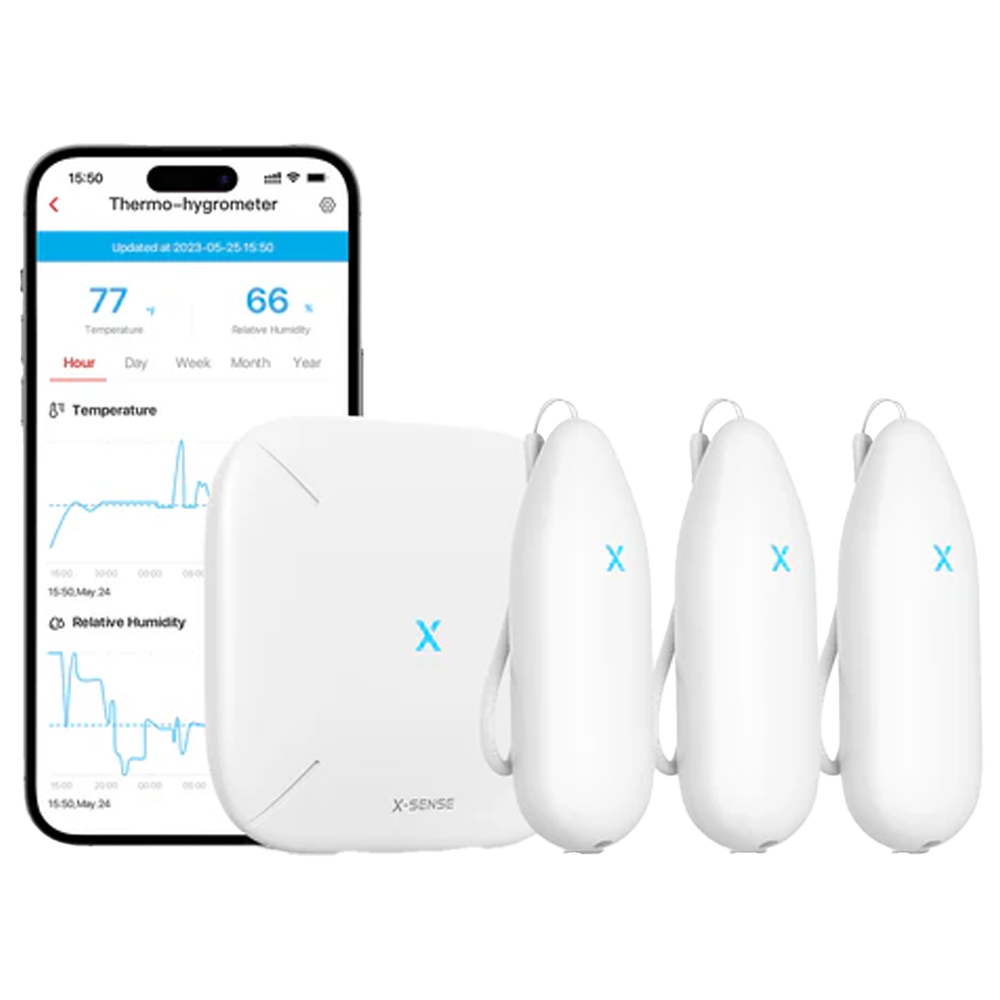 (STH54) X-SENSE - Kit 3+1 TPH avec passerelle. - 3 capteurs de température et d'humidité - Une base SBS50