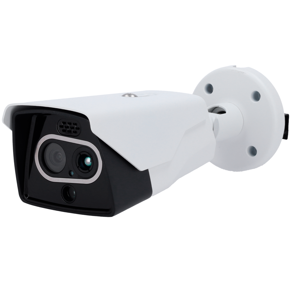 (THERMTEC-HM203) Caméra thermique Thermtec IP HM2 série - Capteur thermique VOx FPA 256x192  Objectif 12μm - Capteur visible 1/2.8" CMOS 4Mpx Objectif 4mm - Sensibilité thermique ≤35mK - Plage de mesure de la température -20ºC~150º/±8ºC - Mesure de la température, détection d'incendie, VAC