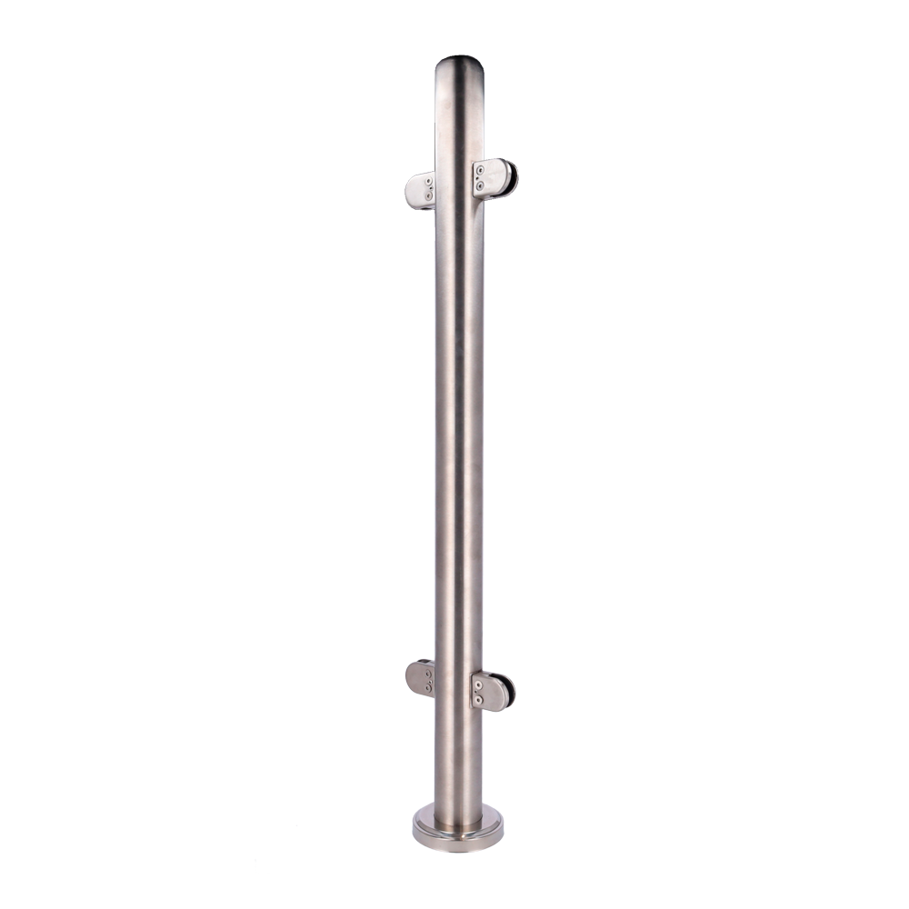 (TS-HANDRAIL-MIDDLE) Poteau pour cloison - Position intermédiaire - Pour vitre de barrage - Compatible avec les tourniquets - Dimensions: 63 (L) x 1000 (H) x 63 (Pr) mm - Fabriqué en acier inoxidable
