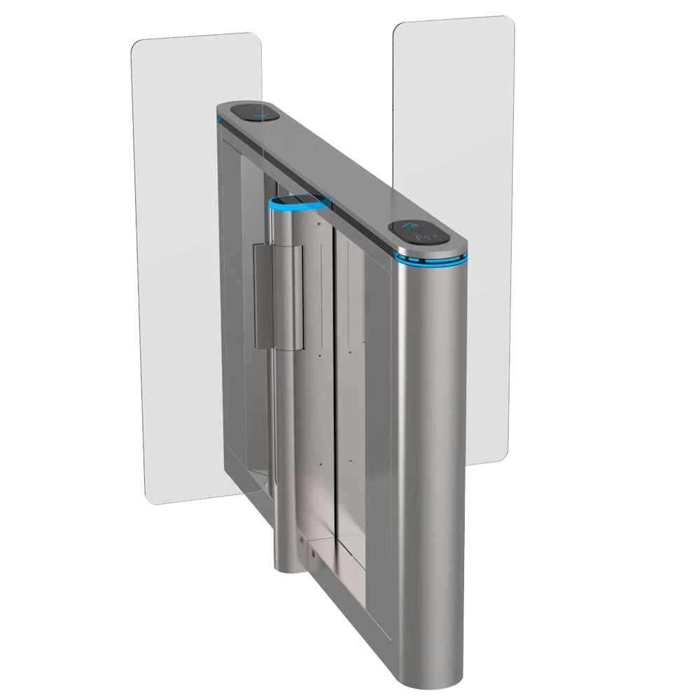 (TS-SG808-M-800-HIGH) Tourniquet d'accès bidirectionnel double - Portillon basculant avec barrière acrylique de 1.5 m pliante - Horaires, alarmes et modes d'ouverture - Largeur de passage 800 mm | 10.000.000 cycles - En acier inoxydable SUS304 - Ajoute des couloirs d'accès à TS-SG808-800-HIGH