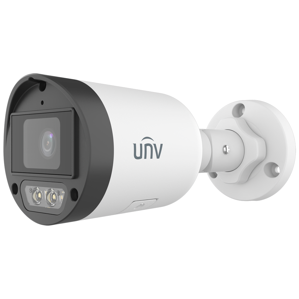 (UV-IPC2124LB-AF28K-DL2) Cámara Bullet IP Uniview - Gama Easy - 4 MP | Lente 2.8 mm | microSD 128 GB - IR 30 m | Luz blanca 30 m | WDR 120 dB - Color Hunter | Dual Light - PoE | IP67  - Micrófono | Grafeno y plástico