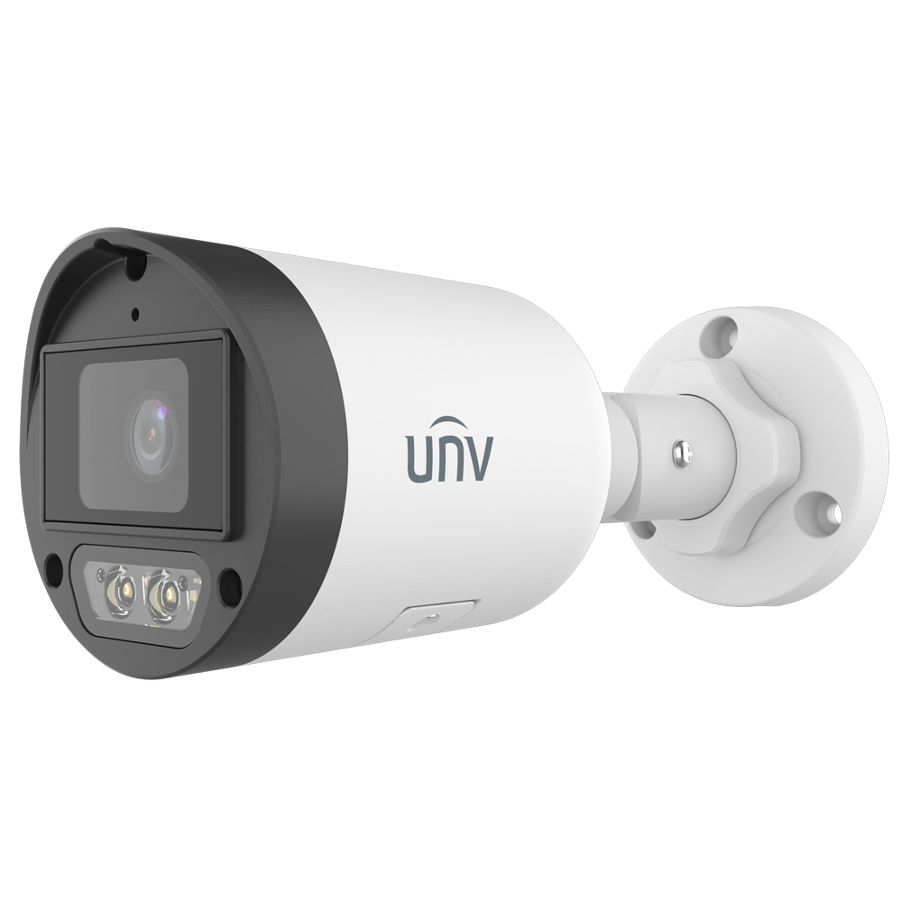 (UV-IPC2124LB-AF40K-DL2) Cámara Bullet IP Uniview - Gama Easy - 4 MP | Lente 4 mm | microSD 512 GB - IR 30 m | Luz blanca 30 m - Dual Light - PoE | IP67  - Micrófono | Grafeno y plástico