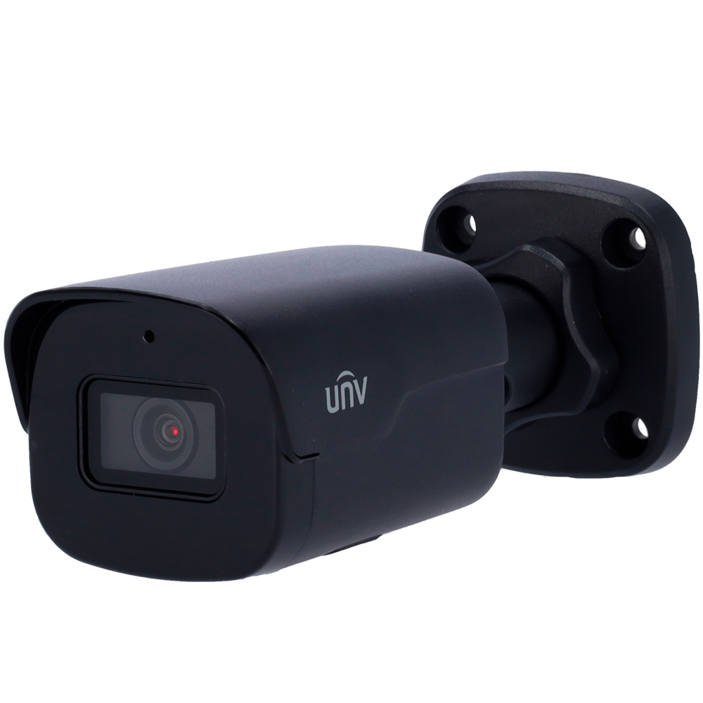 (UV-IPC2124SB-ADF28KM-I0-BLACK) Caméra Bullet IP Uniview - Gamme Prime - 4 MP | Objectif 2.8 mm | microSD 512 Go - IR 40 m | WDR 120 dB - Light Hunter | Comptage - PoE | UMD | SIP | IP67 | Couleur noire - Bouton de réinitialisation : Microphone intégré
