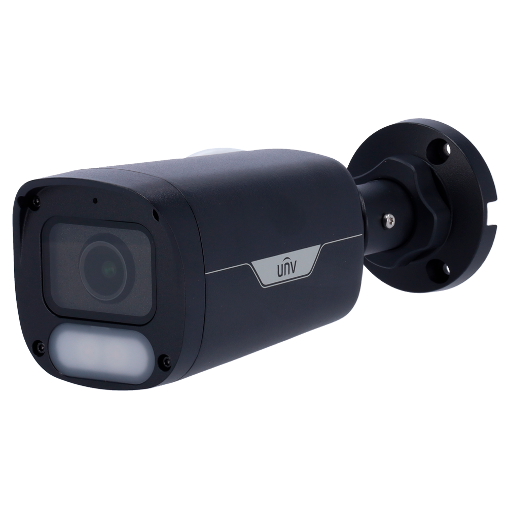 (UV-IPC2318LE-ADF28KM-WP-BLACK) Caméra Bullet IP Uniview - Gamme Easy - 8 MP | Objectif 2.8 mm | microSD 512 Go - Lumière blanche 30 m | WDR 120 dB  - Color Hunter avec la technologie WISE-ISP - PoE | UMD | SIP Lite | IP67 - Bouton de réinitialisation : Microphone intégré - Noir