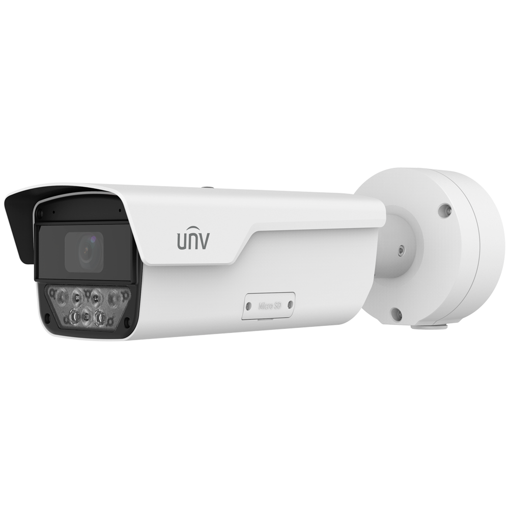 (UV-IPC264EA-AHDX4K-I1) Cámara Bullet IP Uniview - Gama Pro - 4 MP | Lente motorizada 8~32 mm | 4X Zoom - IR 100m | WDR 140 dB | 60 FPS | microSD 512 GB - LightHunter | Metadatos | Conteo de personas - SIP | UMD | IP67 | IK10 | PoE+ - Audio | Alarmas | Mic | Altavoz | Reset