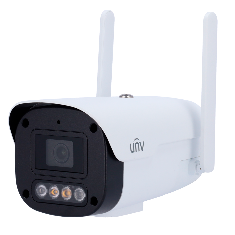 (UV-IPC2A12LP-ADF60KC-4G-E) Caméra Bullet IP Uniview - Gamme Easy - 2 MP | Objectif 6 mm | microSD 512 Go - IR 50 m | Lumière blanche 30m | WDR 120 dB  - Colour Hunter | Connexion 4G - PoE | UMD | IP67  - MIC | Haut-parleur | Audio | Alarmes