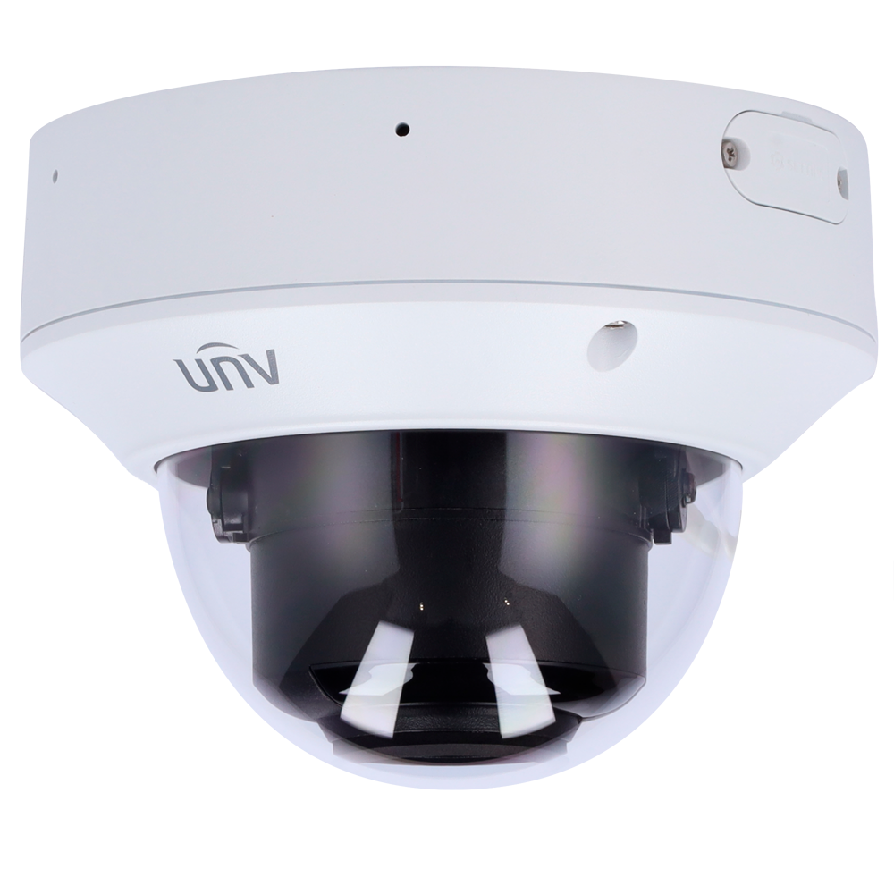 (UV-IPC3234EA-AHDZK-I1) Caméra dôme IP Uniview - Gamme Pro - 4 MP | Objectif motorisé 2.8~12 mm 4X Zoom - IR 40m | WDR 140 dB | 60 FPS | microSD 512 Go - Wise-ISP | Analyse statistique | Métadonnées - PoE | SIP | UMD | IP67 | IK10 | Facial - Audio | Alarmes | Microphone | Haut-parleur | Réinitialisation