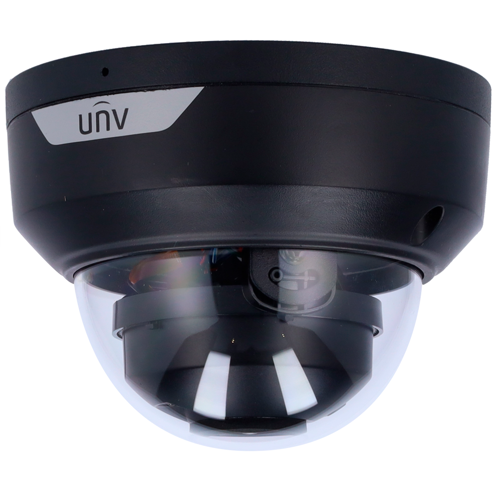 (UV-IPC324LE-ADF28K-H-BLACK) Caméra dôme IP Uniview - Gamme Easy - 4 MP | Objectif 2.8 mm | microSD 512 Go - IR 30 m | WDR 120 dB -  - PoE | UMD | IP67 | IK10 - Microphone intégré : Couleur noire