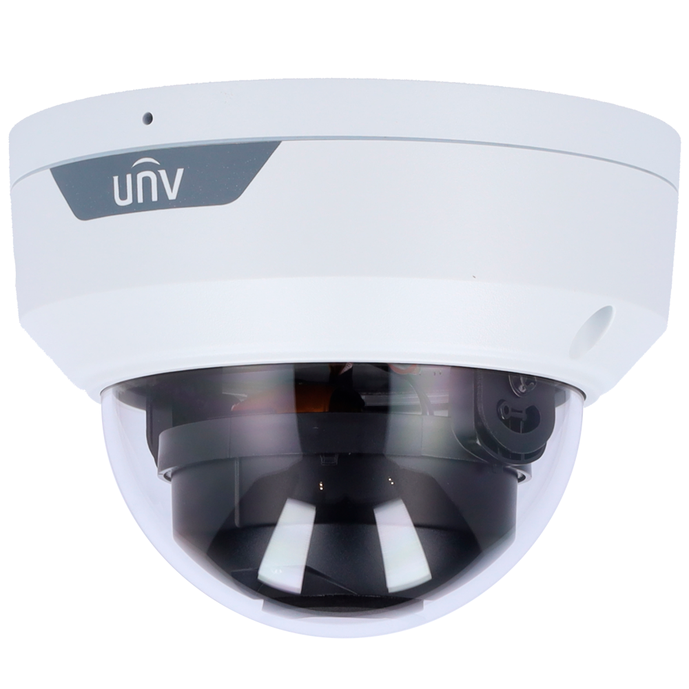 (UV-IPC325LE-ADF28K-H) Caméra dôme IP 5 Mégapixel Gamme EasyStar - Objectif 2.8 mm 1/2.7" CMOS à balayage progressif - Détection de personnes, de véhicules, de franchissement de ligne - Boîtier métallique et plastique | Portée IR 30 m - Protection IP67, IK10, 4KV - Dimensions: Ø111 x 83 mm | Poids: 0.35 Kg