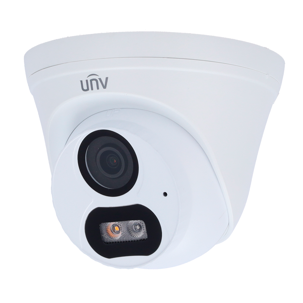 (UV-IPC3614LB-AF28K-DL2) Caméra IP Turret Uniview - Gamme Easy - 4 MP | Objectif 2.8 mm | microSD 512 Go - IR 30 m | Lumière blanche 30 m - UMD  - PoE | IP67 - Microphone : Bouton de réinitialisation