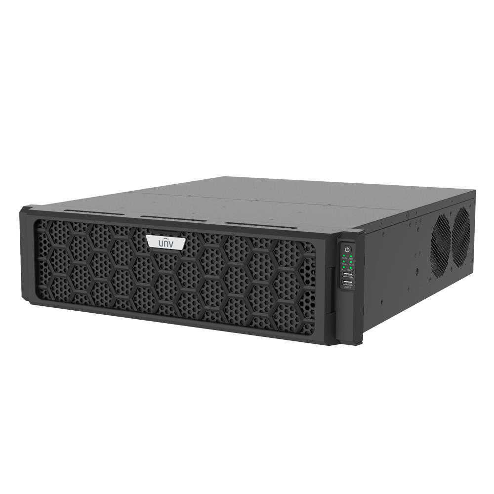 (UV-NVR516-64E-R) NVR Gamme Pro  8K pour caméras IP - 64CH vidéo | 32 Mpx | 2 cartes de décodage - IA: SIP, comptage, visage, autotracking, audio - 16 HDD jusqu'à 16 T | RAID 0, 1, 5, 6, 10, 50, 60 - Bande passante 640 Mbps