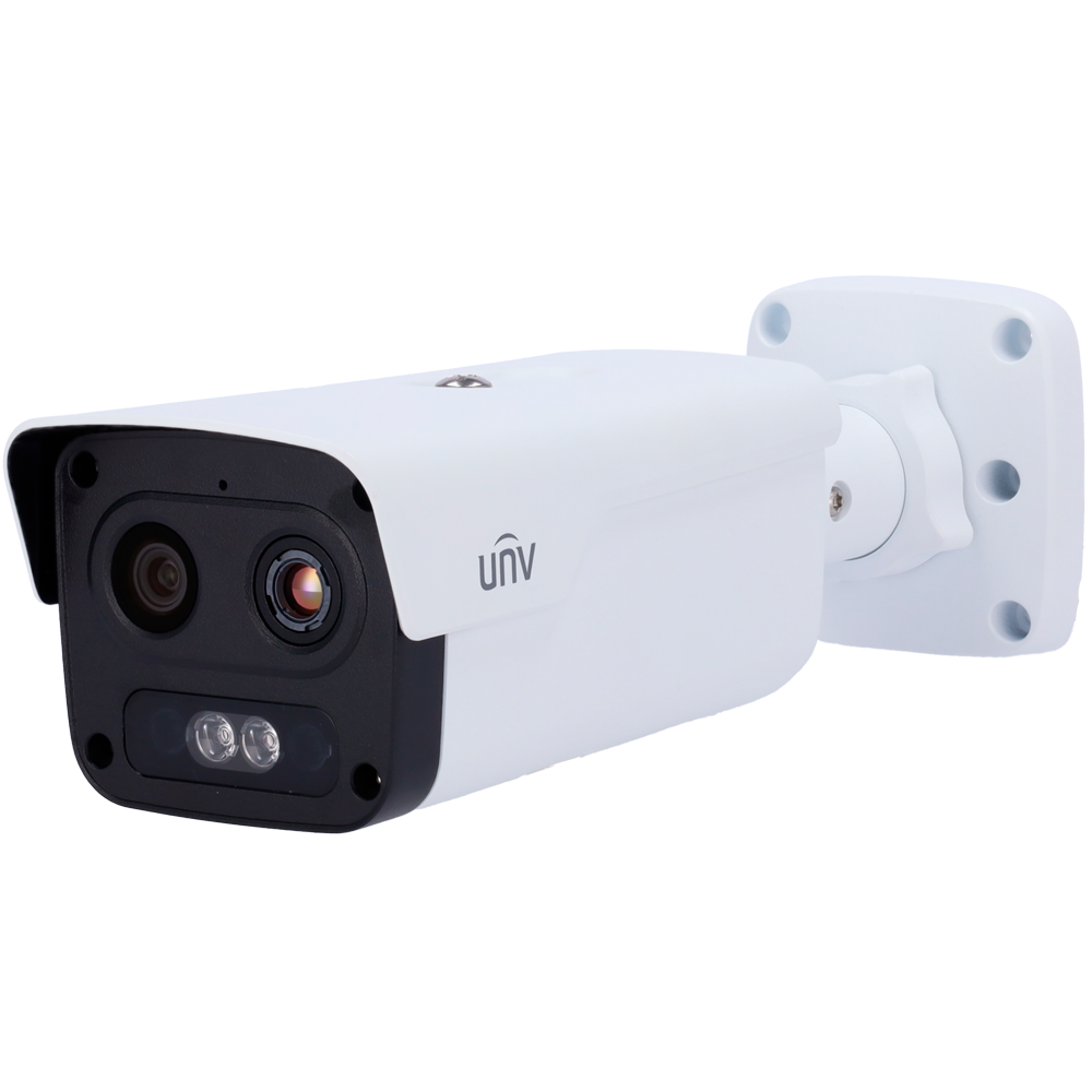 (UV-TIC2A32SA-F10-4F8AC-I1) Caméra thermique Dual IP Uniview - Thermique: 256x192 | Objectif 10mm - Objectif: 4 MP | Objectif 8mm - Microphone, Haut-parleur, Alarmes  - SIP | Détecteur d'incendie | Détecteur de fumée | PoE - Intervalle de mesure temp -20~150ºC / ± 8ºC