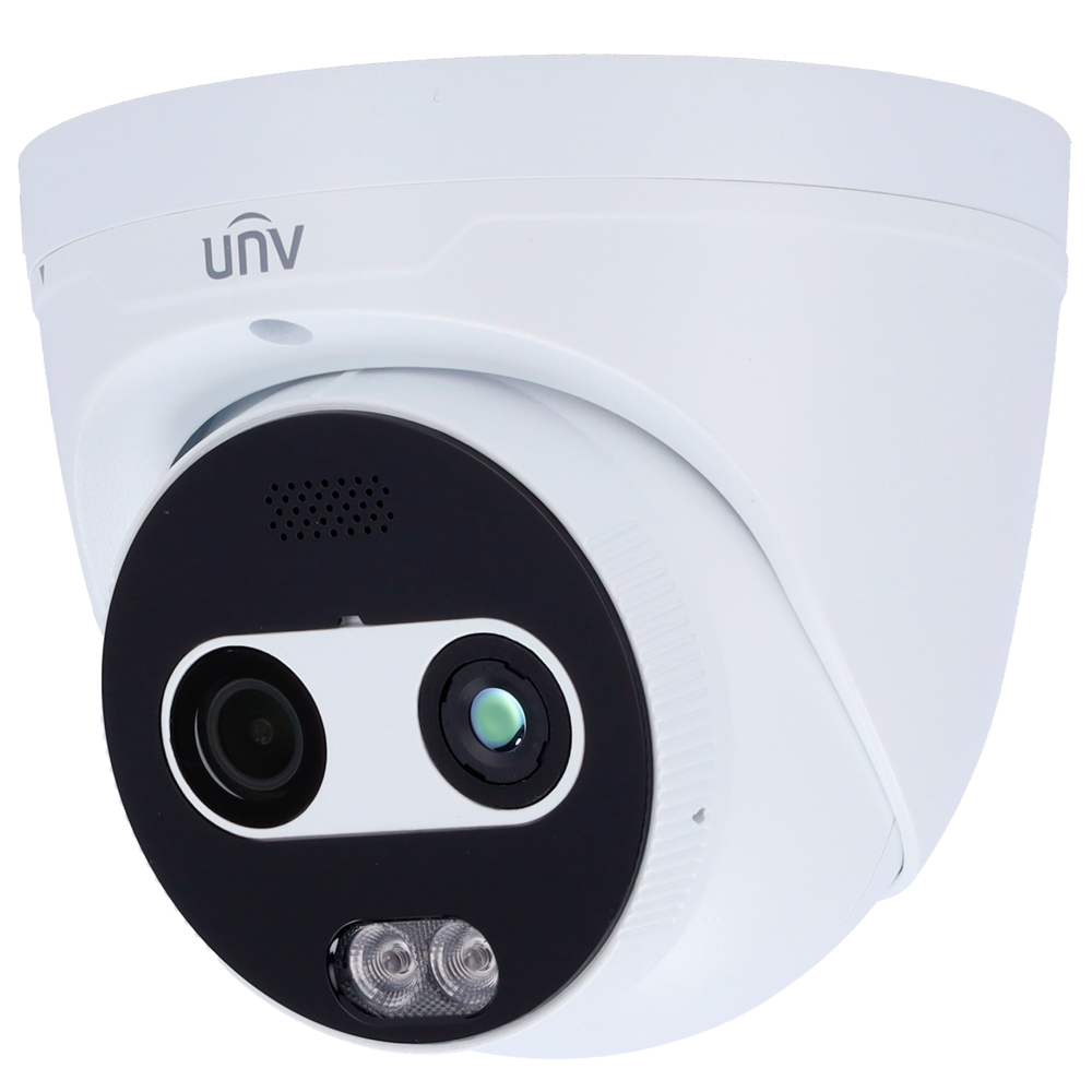 (UV-TIC3612SA-F2-4F3AC-I1) Caméra thermique Dual IP Uniview - Thermique: 256x192 | Objectif 2.1 mm - Optique: 4 MP | Objectif 2.6 mm - Microphone, Haut-parleur, Alarmes  - SIP | Détecteur d'incendie | Détecteur de fumée | PoE - Intervalle de mesure temp -20~550ºC / ± 8ºC
