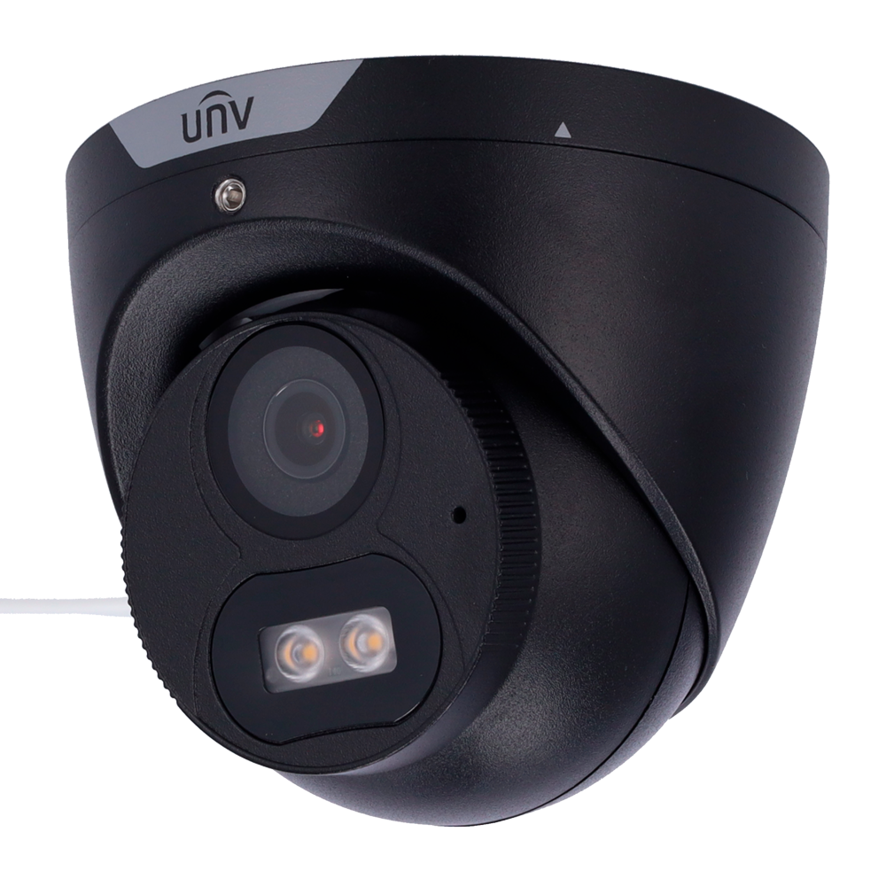 (UV-UAC-T125-AF28M-W-BLACK) Caméra Turret 4 en 1 Gamme Whale Uniview - 5 MP | Objectif 2.8 mm - Lumière blanche 40 m | DWRD | Couleur 24/7 - ColorHunter - IP67 | Microphone intégré | Couleur noir