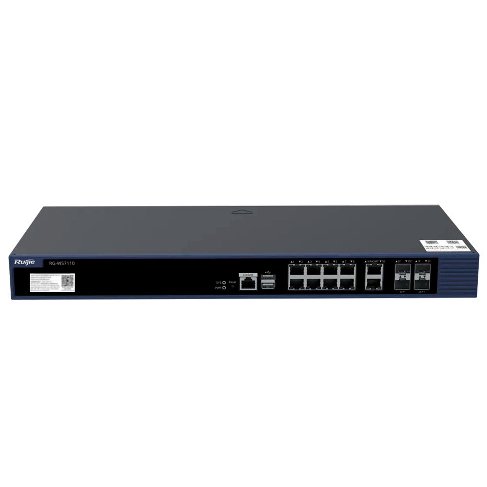 (WIS-WS7110) WIS Ruijie Controladora Puntos de Acceso  - Compatible con APs Ruijie WIS - 8 Puertos Gigabit + 2 Puertos SFP Combo + 1 SFP+ - Licencia Incluida para gestionar 32 APs - Ampliable hasta 1024 APs a través de licencias - Hasta 5120 dispositivos Wi-Fi conectados