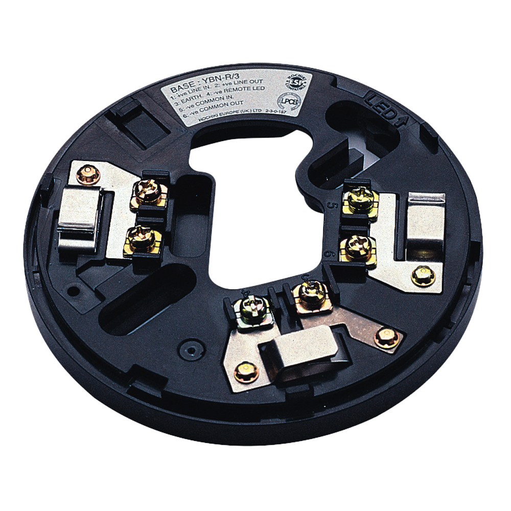 (YBN-R/6(BLK)) Base de montaje convencional - Negro - Contactos de acero inoxidable - Acepta cables de 2,5 mm2 - Contactos de cableado resistentes - Conexión rápida