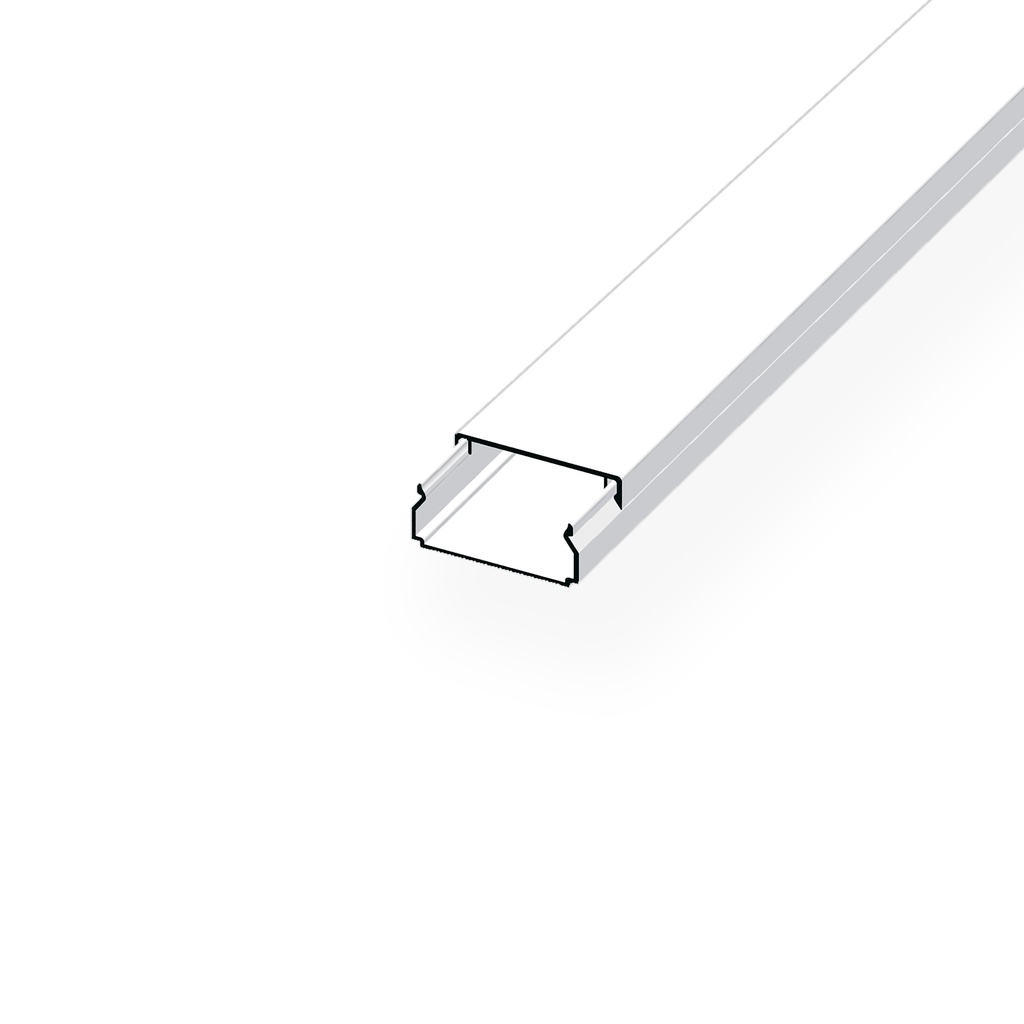 (848630) Moulure 40x20 PVC blanc,1 compartiment, fond pré-percé, lg 2m