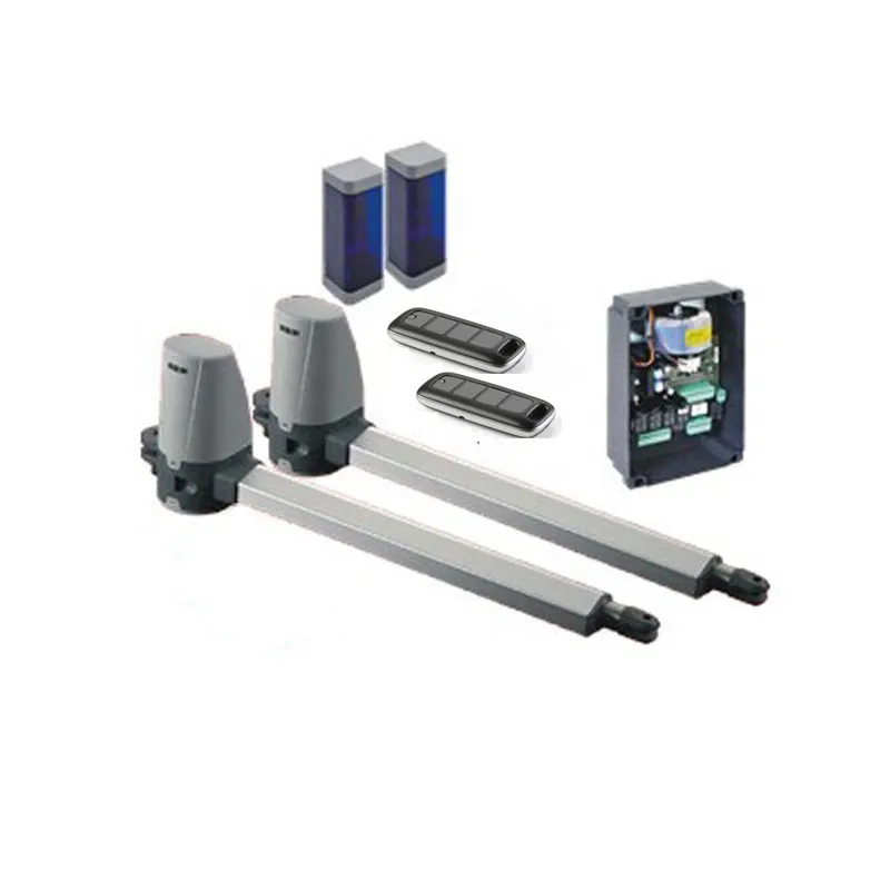 (K205BF) Kit de motorisation 24V KUDA 200 pour portail battant jusqu’à 2m par vantail - 1 centrale de gestion BA24 - 1 récepteur radio - 1 gyrophare 70750 - 2 télécommandes Mako - 1 paire de photocellules DCF180