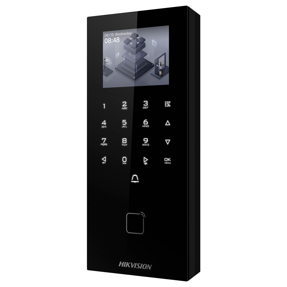 (DS-K1T807MBWX-QRE1) Contrôle d'accès et de présence du PoE IP65 - Carte MF, QR dynamique et PIN - 5.000 utilisateurs | 150.000 registres - TCP/IP, WiFi, USB, RS485 et Wiegand - 2.4" TFT | Contrôleur intégré - iVMS-4200 | Hik-Connect