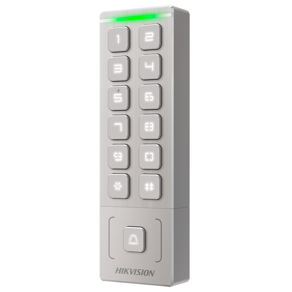 (DS-K1T809MX) Contrôle d'accès IP65 - Carte MF et PIN - 1.000 utilisateurs - Wiegand - Contrôleur intégré - Utilisation autonome sans logiciel