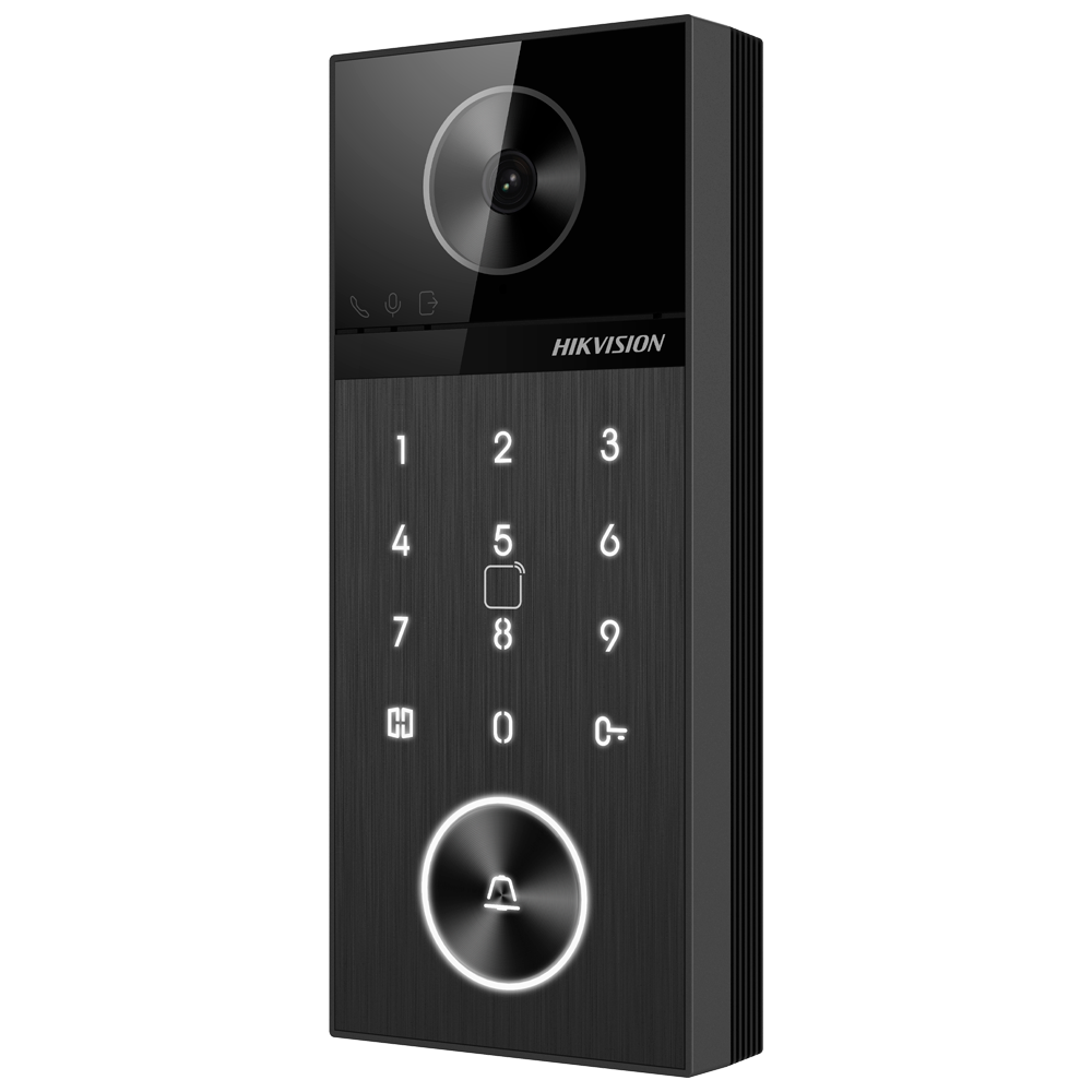 (DS-KV6124-WBE1) Portier Vidéo IP WiFi - Caméra 4 Mpx | Audio bidirectionnel - Ouverture par carte MF, code PIN et BLE | 2 relais - Application mobile avec ou sans moniteur - Apte pour extérieur IP65 - Installation en surface | PoE