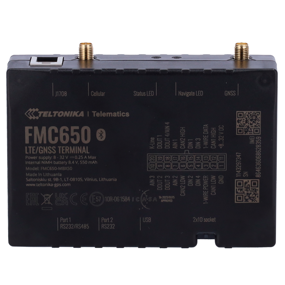 (TK-FMC650) Traceur avancé - Connexion 4G avec 2G de secours - Lecture du tachygraphe en temps réel - Lecture CAN pour les véhicules lourds - Entrées multiples - Double SIM et E-SIM