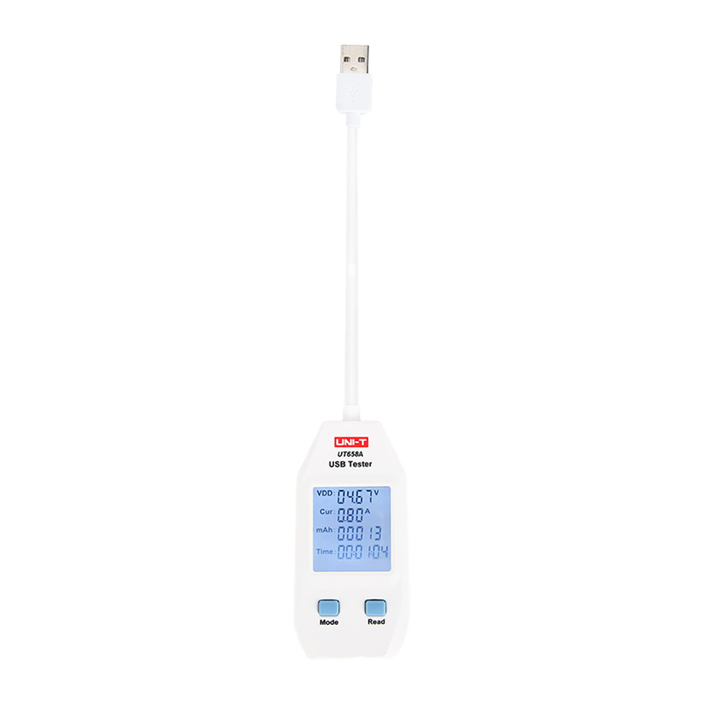 (UT658-V1) Compteur de courant et de tension UNI-T - Connexion USB simple de type A - Vous permet de connaître la tension et le courant de l'appareil alimenté - Tension d'entrée 4~24V DC - Courant maximum 3A - Écran d'affichage LCD