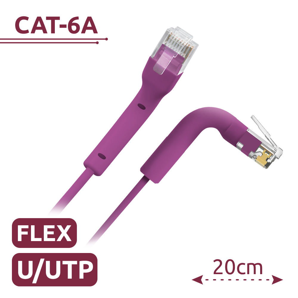 [UTP6A-FLEX-02P] (UTP6A-FLEX-02P) Câble UTP flexible - Ethernet - Connecteurs RJ45 - Catégorie 6A - 0,2 m - Couleur violette