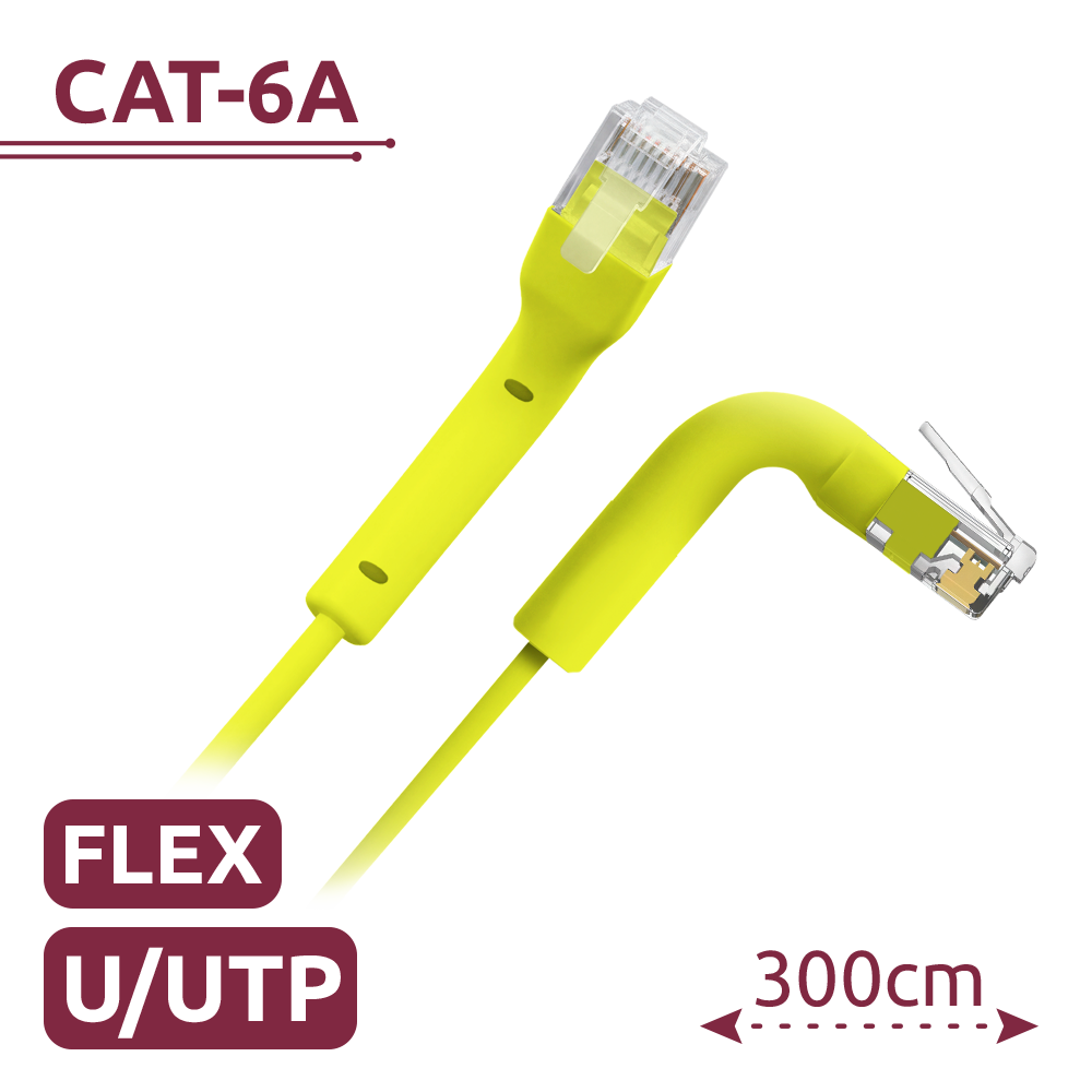 [UTP6A-FLEX-3Y] (UTP6A-FLEX-3Y) Câble UTP flexible - Ethernet - Connecteurs RJ45 - Catégorie 6A - 3 m - Jaune