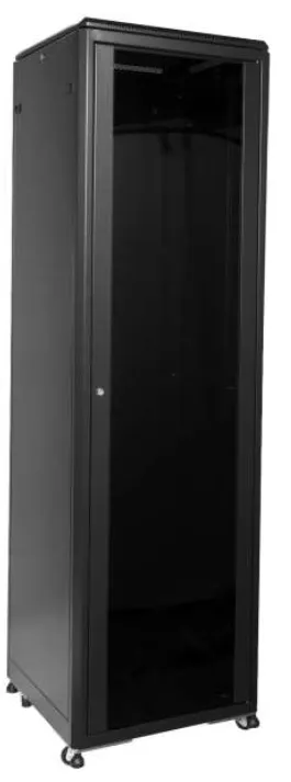 [TX14266VB] (TX14266VB) Baie 19" 42U L600 P600 noire / porte avant verre, panneaux latéraux et arrière amovibles