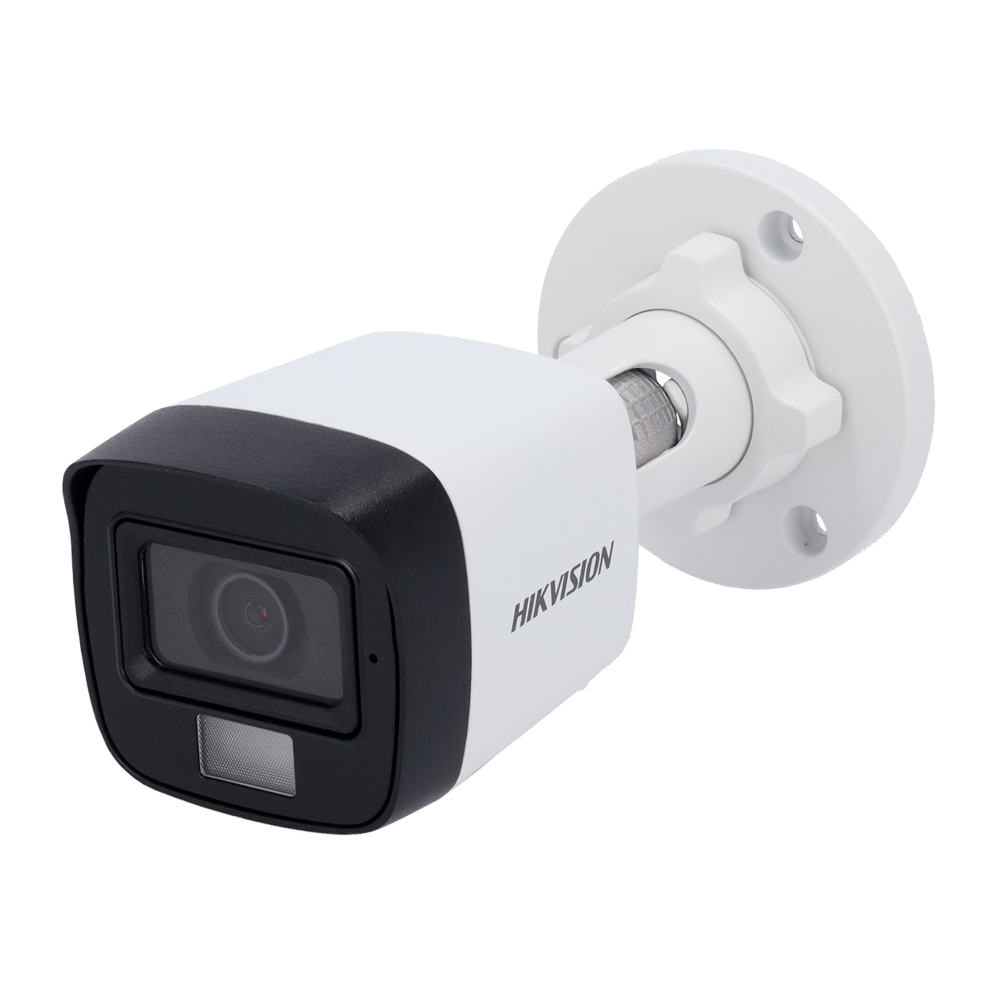(DS-2CE16G0T-LFS(2.8mm)) Caméra Bullet Hikvision 4en1 Gamme Value - Resolution 2K (2304x1296) - Objectif 2.8 mm - Lumière hybride (IR 30 m, lumière blanche 20 m) - Audio par câble coaxial | Microphone intégré - Étanche IP67 | Métal
